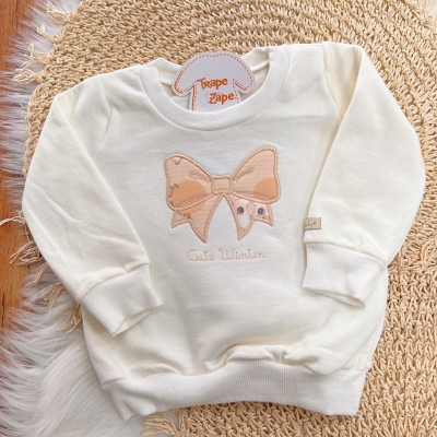 Conj. Casaco de Moletom Cute Winter e Calça Coala - Off White e Salmão